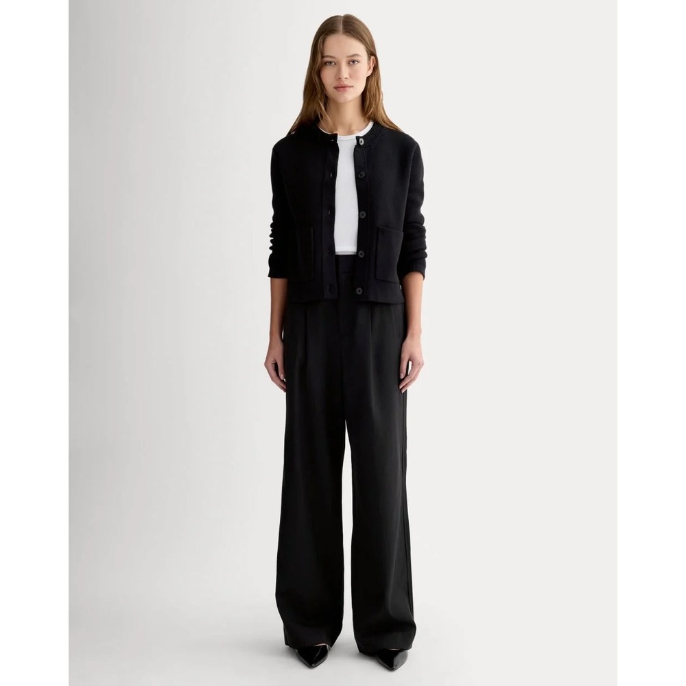 Everlane The Draper Pleated Pant Black Tencel Cotton High Rise Size 10